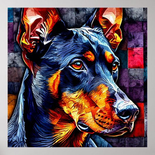 Poster Chien Doberman mignon (Devant)