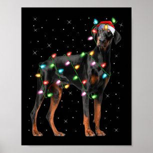 Poster Chien Doberman Noël Lumières Santa Animal Chien Am