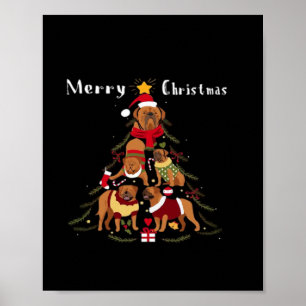 Poster Chien Dogue de Bordeaux Mastiff Français Sapin de