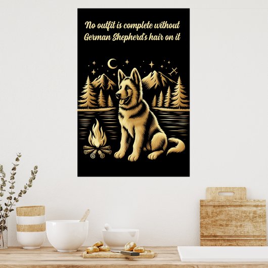 Poster Chien d'or par le feu de camp (Cuisine)
