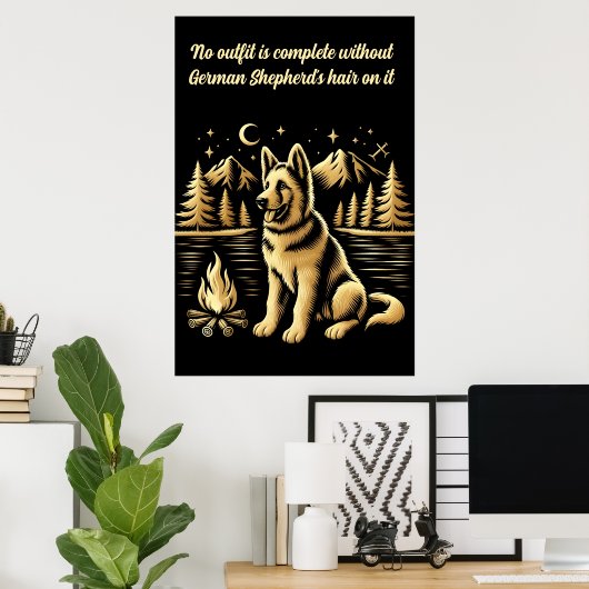 Poster Chien d'or par le feu de camp (Bureau à domicile)