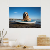 Poster Chien D'Or Retriever Posé Sur Une Planche À Pagaie (Cuisine)