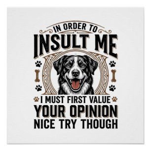 Poster Chien drôle avis vintage t-shirt design_1