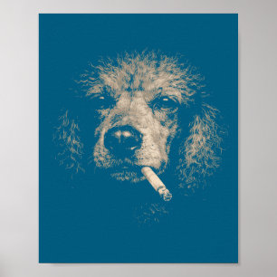 Poster Chien Drôle Fumant un Cigarette Poodle Meme