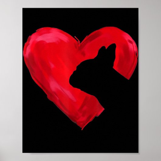 Poster Chien du Coeur de Chien de Fer Français Silhouette (Devant)