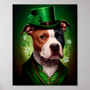 Poster Chien du Staffordshire américain à la St. Patrick'