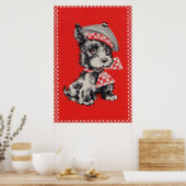 Poster Chien écossais des années 1950 en rouge (Cuisine)