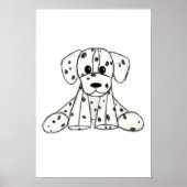 Poster Chien en dalmate dessin simple noir (Devant)