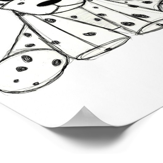 Poster Chien en dalmate dessin simple noir (Coin)