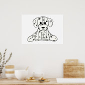Poster Chien en dalmate dessin simple noir (Cuisine)
