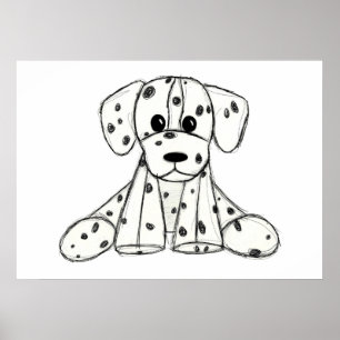 Poster Chien en dalmate dessin simple noir
