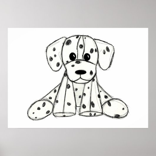 Poster Chien en dalmate dessin simple noir (Devant)