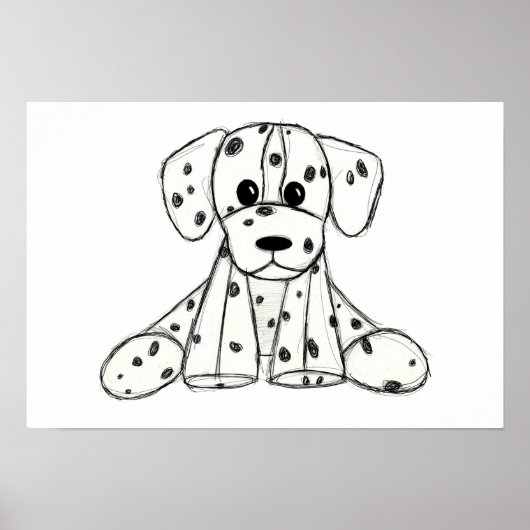 Poster Chien en dalmate dessin simple noir (Devant)