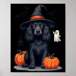Poster Chien Épagneul Thématique Halloween Femme Noir