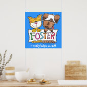 Poster Chien et chat tiennent une bannière FOSTER (Cuisine)