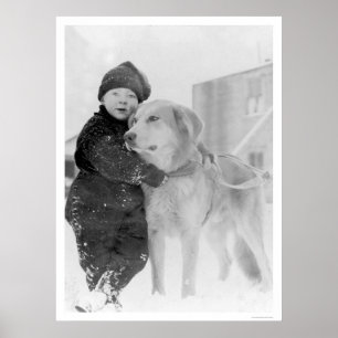Poster Chien et enfant Nome Alaska 1926