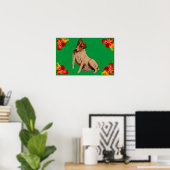 Poster Chien et fleurs victoriens (Bureau à domicile)