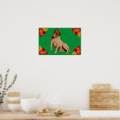 Poster Chien et fleurs victoriens (Cuisine)