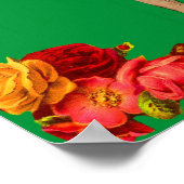 Poster Chien et fleurs victoriens (Coin)