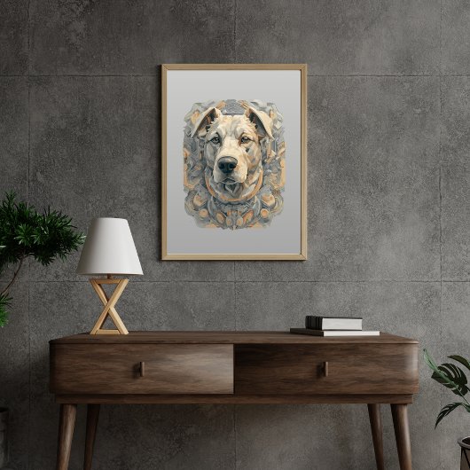 Poster Chien face l beige gris l mosaïque esthétique [BD-