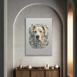 Poster Chien face l beige gris l mosaïque esthétique [BD-