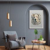 Poster Chien face l beige gris l mosaïque esthétique [BD-