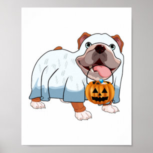 Poster Chien fantôme Bulldog Halloween