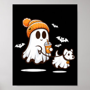 Poster Chien fantôme drôle marchant Chien fantôme Hallowe