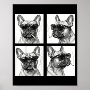 Poster Chien fumant cigarette drôle photo de bouledogue f