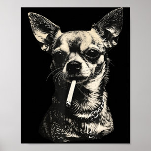 Poster Chien fumant cigarette mème drôle de chihuahua
