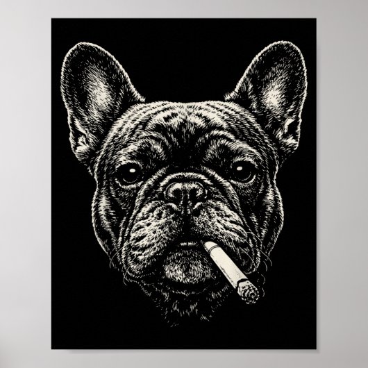 Poster Chien fumant une cigarette drôle de mème de bouled (Devant)