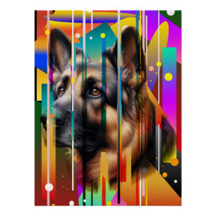 Poster Chien géométrique moderne