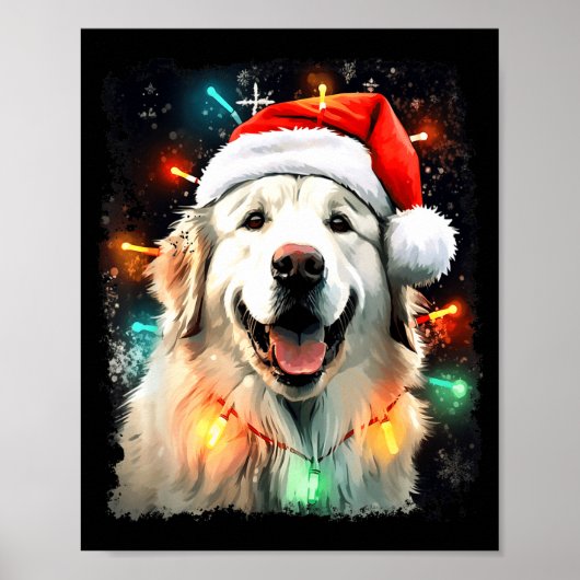 Poster Chien Grands Pyrénées Noël (Devant)