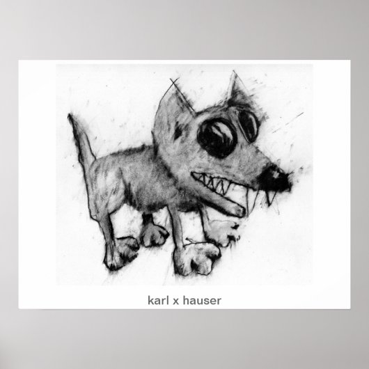 Poster chien gris avec dents (Devant)