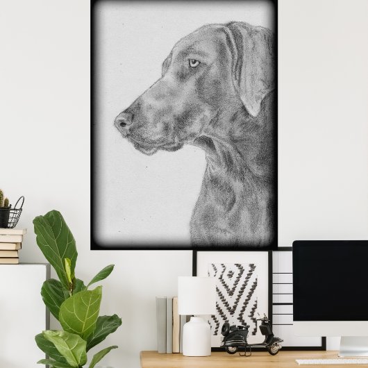 Poster Chien gris Weimaraner (Bureau à domicile)