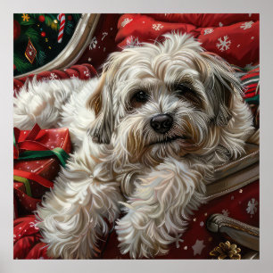Poster Chien Havanais Noël Festif