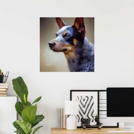 Poster Chien Heeler bleu (Bureau à domicile)