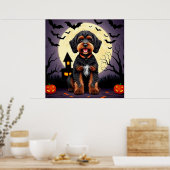 Poster Chien heureux sur le thème d'Halloween (Cuisine)