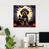 Poster Chien heureux sur le thème d'Halloween (Bureau à domicile)