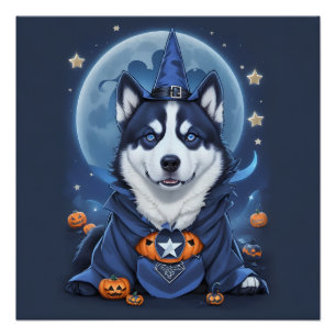Poster Chien Husky Enchanted : Délice d'Halloween magique