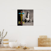 Poster CHIEN INfirmière ET DE SAUVETAGE / Emblème RN Cadu (Cuisine)