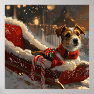 Poster Chien Jack Russell Noël Festif