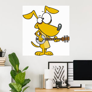 Poster Chien Jouant Un Banjo
