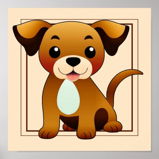 Poster Chien joyeux, brun, assis (Devant)