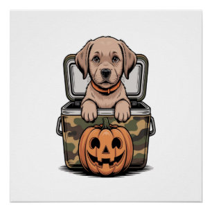 Poster Chien Labrador Brun Halloween Effrayant