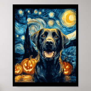 Poster Chien Labrador Noir Mignon Halloween Jack O Lanter