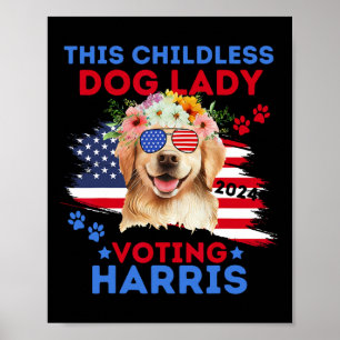 Poster Chien Lady Vote Kamala Harris 2024 Golden Retrieve