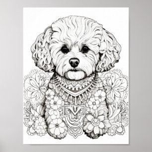 Poster Chien Mandala Couleur adulte