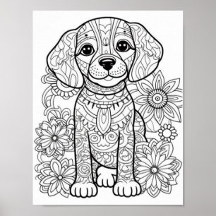 Poster Chien Mandala Couleur adulte