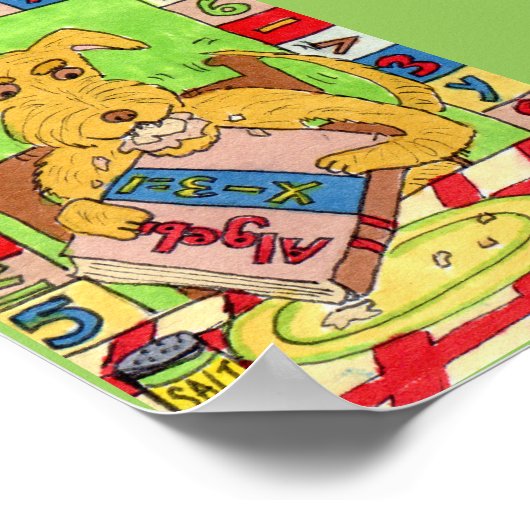 Poster Chien mangeant des maths devoirs Mini art populair (Coin)
